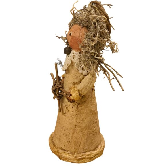 Vintage Angel Figurine 8 Inch Tall Paper Mache Twig Star Prim Home Decor - Picture 3 of 16